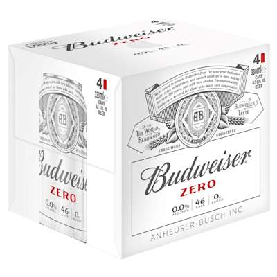 Budweiser Zero Cans 4x330ml Budweiser Zero Cans 4x330ml