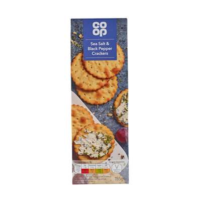 Co-op Sea Salt & Black Pepper Crackers 185g Co-op Sea Salt & Black Pepper Crackers 185g