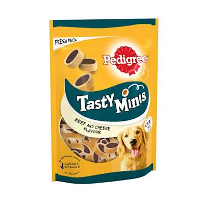 Pedigree Tasty Minis Dog Treats Cheesy Nibbles with Cheese and Beef 140g Pedigree Tasty Minis Dog Treats Cheesy Nibbles with Cheese and Beef 140g