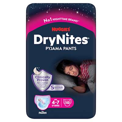 Huggies Drynites 4 to 7yr Girls Pyjama Pants 10pk Huggies Drynites 4 to 7yr Girls Pyjama Pants 10pk