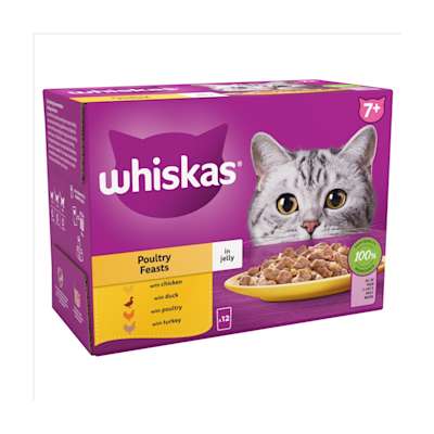 Whiskas 7+ Cat Pouch Poultry Jell 12 x 85g Whiskas 7+ Cat Pouch Poultry Jell 12 x 85g