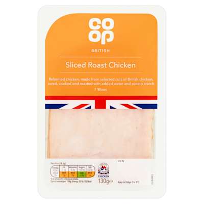 Co-op British Sliced Roast Chicken 7 Slices 130g Co-op British Sliced Roast Chicken 7 Slices 130g