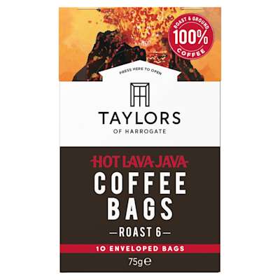 Taylors of Harrogate Hot Lava Java Ground Coffee Bags 10 Enveloped Bags 75g Taylors of Harrogate Hot Lava Java Ground Coffee Bags 10 Enveloped Bags 75g