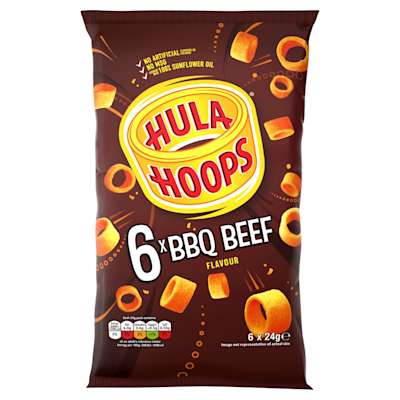 Hula Hoops BBQ Beef 6 Pack 6x24g Hula Hoops BBQ Beef 6 Pack 6x24g