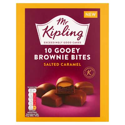 Mr Kipling Gooey Brownie Bites Salted Caramel 10s Mr Kipling Gooey Brownie Bites Salted Caramel 10s