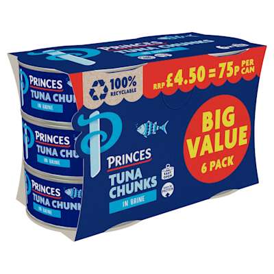 Princes Tuna Chunks in Brine 6 Pack Princes Tuna Chunks in Brine 6 Pack