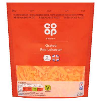 Co-op British Grated Red Leicester 250g Co-op British Grated Red Leicester 250g