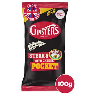 Ginsters Limited Edition Steak & Marmite with Cheese Pocket 100g Ginsters Limited Edition Steak & Marmite with Cheese Pocket 100g