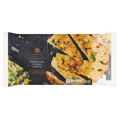 Co-op Irresistible Roasted Garlic and Parsley Flatbread 155g Co-op Irresistible Roasted Garlic and Parsley Flatbread 155g