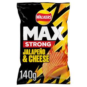 Walkers Max Strong Jalapeño & Cheese Sharing Crisps 140g Walkers Max Strong Jalapeño & Cheese Sharing Crisps 140g