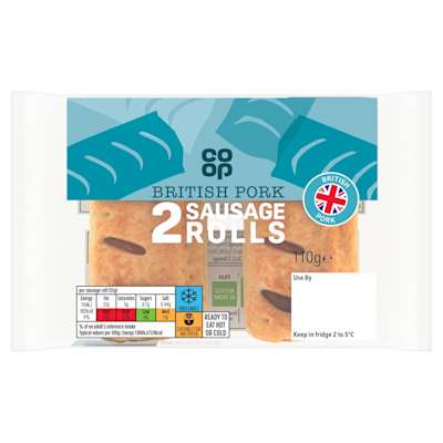 Co-op 2 Sausage Rolls 110g Co-op 2 Sausage Rolls 110g