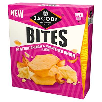 Jacob's Bites Mature Cheddar & Onion Crackers 125g Jacob's Bites Mature Cheddar & Onion Crackers 125g