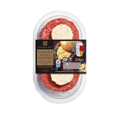 Co-op Hereford Beef Burger with Vintage Cheddar & Caramelised Onion Melt 334g Co-op Hereford Beef Burger with Vintage Cheddar & Caramelised Onion Melt 334g