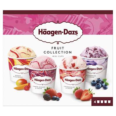 Haagen Dazs Fruit Collection Minicups 4x95ml Haagen Dazs Fruit Collection Minicups 4x95ml