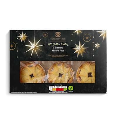 Co-op Irresistible All Butter Pastry 6 Luxury Mince Pies Co-op Irresistible All Butter Pastry 6 Luxury Mince Pies