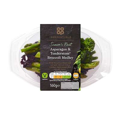 Co-op Irresistible Asparagus & Tenderstem Broccoli Medley 160g Co-op Irresistible Asparagus & Tenderstem Broccoli Medley 160g