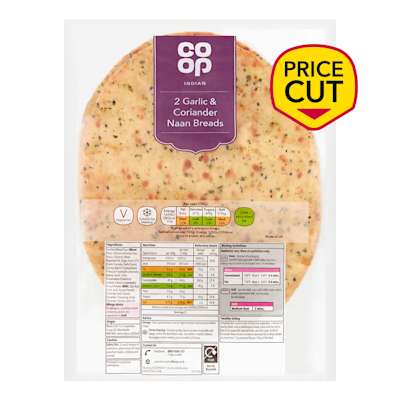 Co-op Garlic and Coriander Naan 260g Co-op Garlic and Coriander Naan 260g