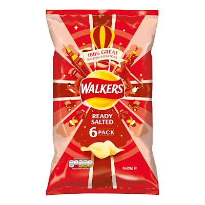 Walkers Ready Salted Crisps 6 x 25g Walkers Ready Salted Crisps 6 x 25g