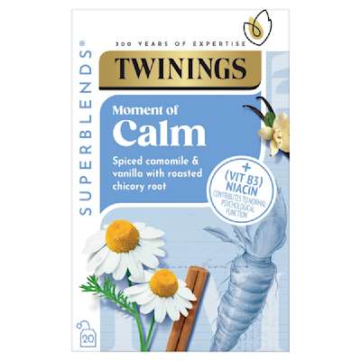 Twinings Superblends Moment of Calm Spiced Camomile & Vanilla 20 Tea Bags 30g Twinings Superblends Moment of Calm Spiced Camomile & Vanilla 20 Tea Bags 30g