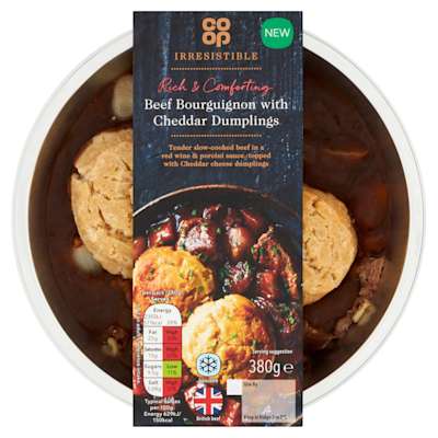 Co-op Irresistible Beef Bourguignon with Cheddar Dumplings 380g Co-op Irresistible Beef Bourguignon with Cheddar Dumplings 380g