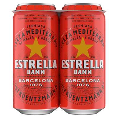 Estrella Damm Lager Can 4 x 440ml Estrella Damm Lager Can 4 x 440ml