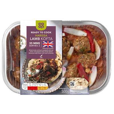 Co-op Harissa Lamb and Beef Kofta Meatballs 500g Co-op Harissa Lamb and Beef Kofta Meatballs 500g