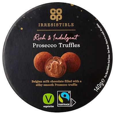 Co-op Irresistible Fairtrade Prosecco Truffles 140g Co-op Irresistible Fairtrade Prosecco Truffles 140g