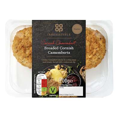Co-op Irresistible Breaded Cornish Camembert's with Redcurrant Dip 200g Co-op Irresistible Breaded Cornish Camembert's with Redcurrant Dip 200g