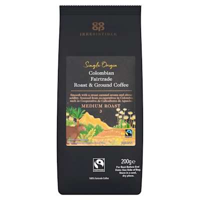Co-op Irresistible Fairtrade Colombian Roast & Ground Coffee 200g Co-op Irresistible Fairtrade Colombian Roast & Ground Coffee 200g