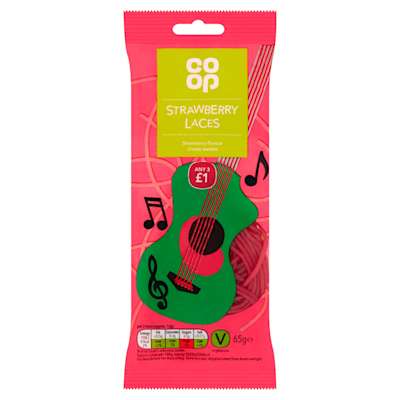 Co-op Strawberry Laces 65g Co-op Strawberry Laces 65g