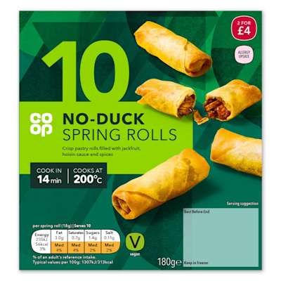 Co-op 10 No Duck Spring Rolls 180g Co-op 10 No Duck Spring Rolls 180g