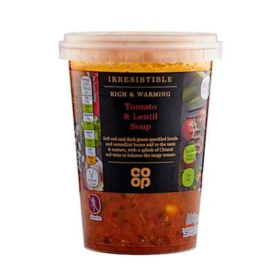 Co-op Irresistible Gluten Free Tomato And Lentil Soup 600g Co-op Irresistible Gluten Free Tomato And Lentil Soup 600g