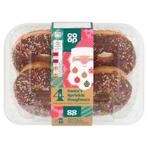 Co-op Santa's Sprinkle Doughnuts 4pk Co-op Santa's Sprinkle Doughnuts 4pk