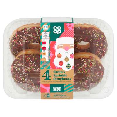 Co-op Santa's Sprinkle Doughnuts 4pk Co-op Santa's Sprinkle Doughnuts 4pk