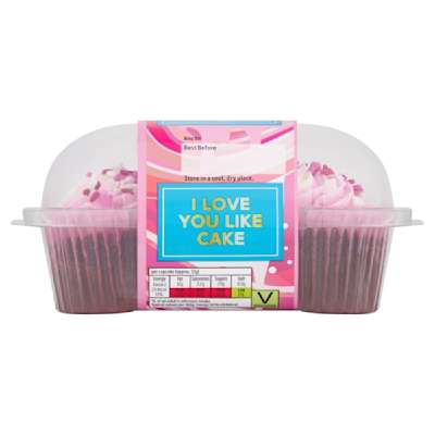 'Love you' Chocolate and Raspberry Cupcakes 2pk 'Love you' Chocolate and Raspberry Cupcakes 2pk