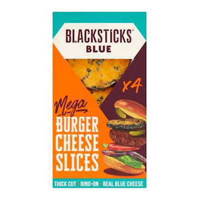 Blacksticks Blue Mega Burger Cheese Slices 4 Pack 160g Blacksticks Blue Mega Burger Cheese Slices 4 Pack 160g