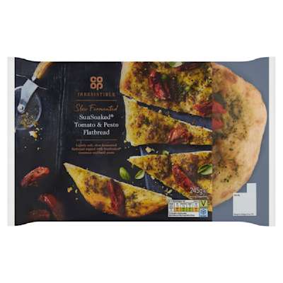 Co-op Irresistible SunSoaked Tomato and Pesto Flatbread 245g Co-op Irresistible SunSoaked Tomato and Pesto Flatbread 245g