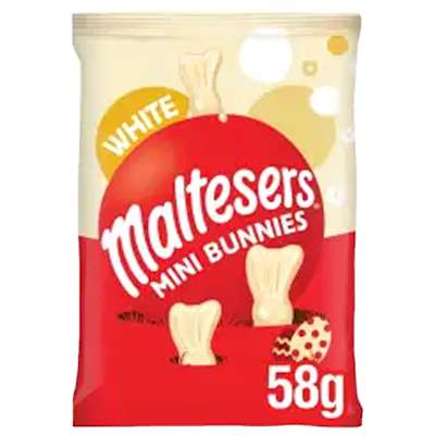 Maltesers White Chocolate Mini Bunnies Bag 58g Maltesers White Chocolate Mini Bunnies Bag 58g