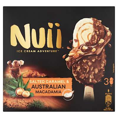 Nuii Salted Caramel & Australian Macadamia Ice Cream Bars 3x90ml Nuii Salted Caramel & Australian Macadamia Ice Cream Bars 3x90ml