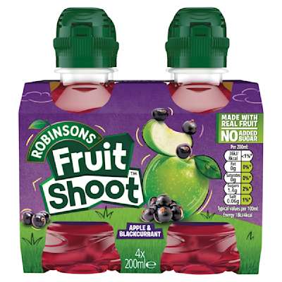 Robinsons Fruit Shoots Low Sugar Blackcurrant & Apple 4 x 200ml Robinsons Fruit Shoots Low Sugar Blackcurrant & Apple 4 x 200ml
