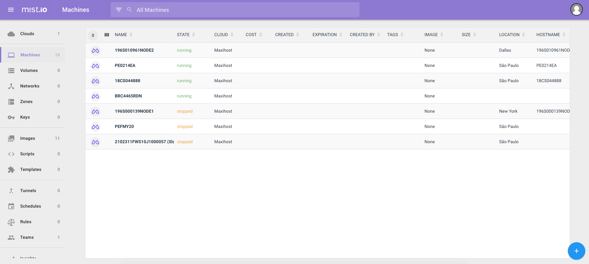 Mist.io dashboard