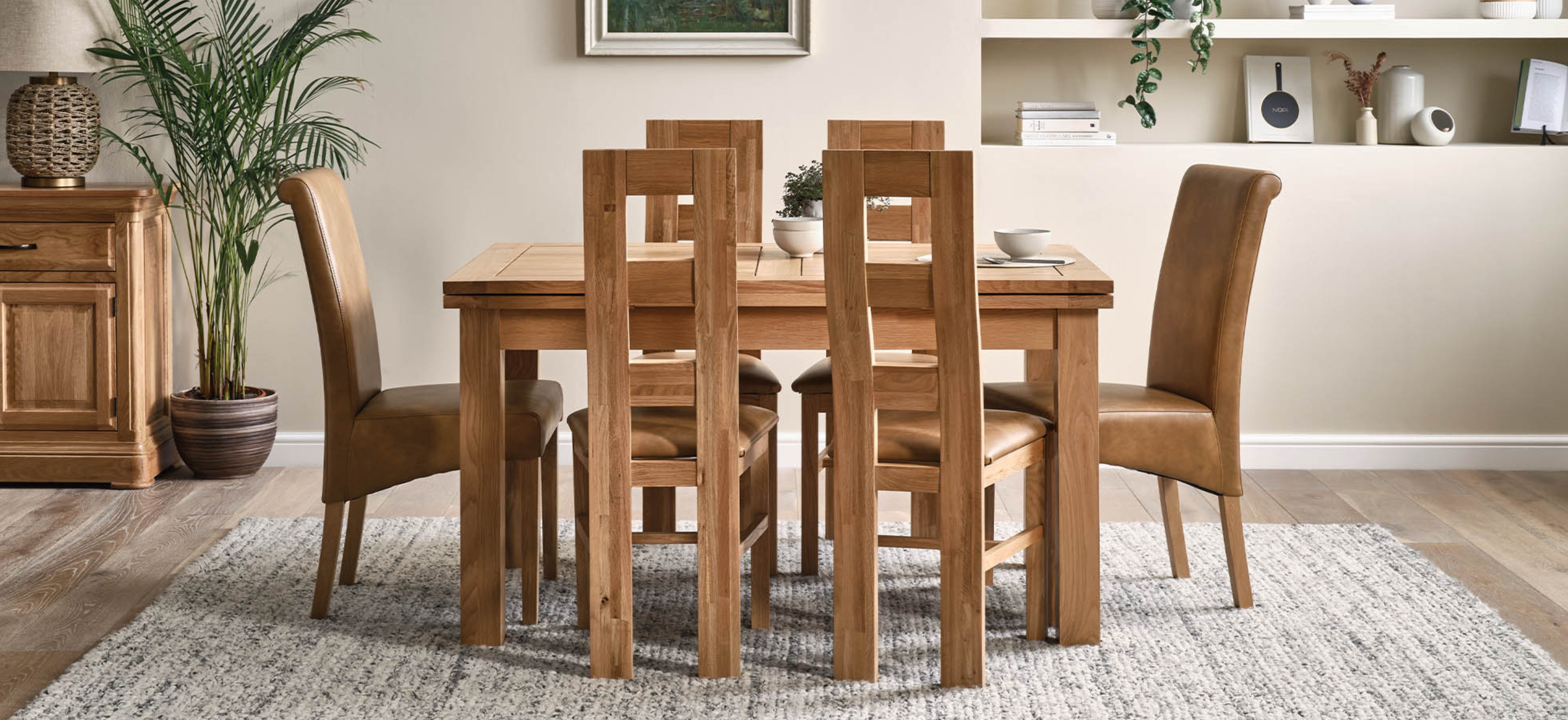 Oak furnitureland wave back chairs and oak dining table