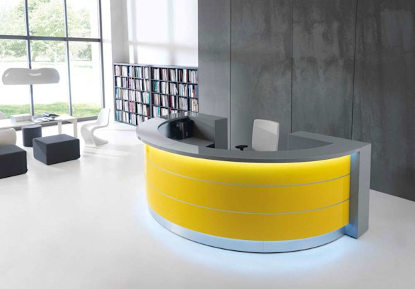 Yellow reception desk