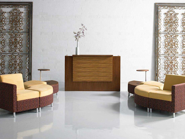 modern reception area with comfortable seating