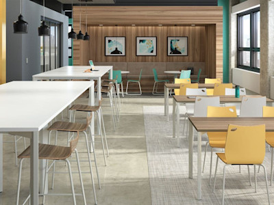 modern office breakroom with contemporary office furniture