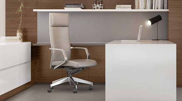 Beautiful cream colored leather executive office chair