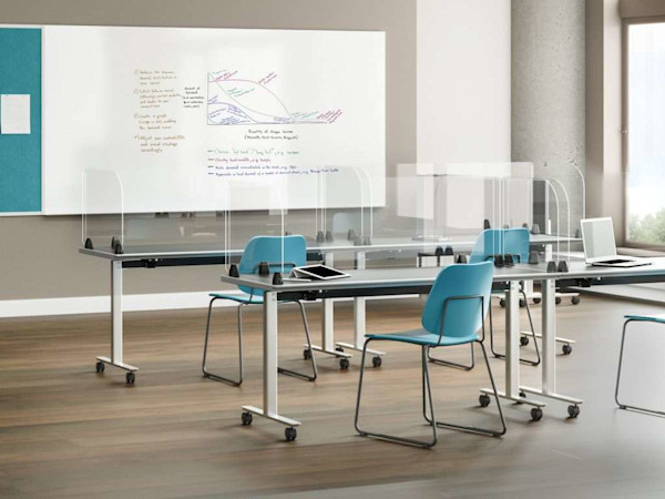 social distancing training room table protective screen