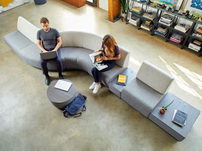 touchdown space with collaborative modular lounge seating