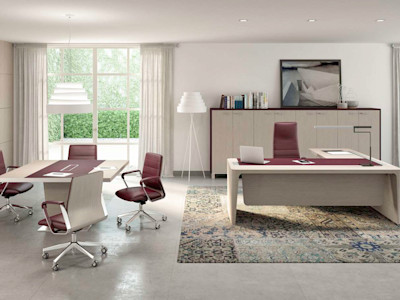 modern office with an executive office desk and commercial office furniture