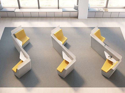 yellow acoustic bench